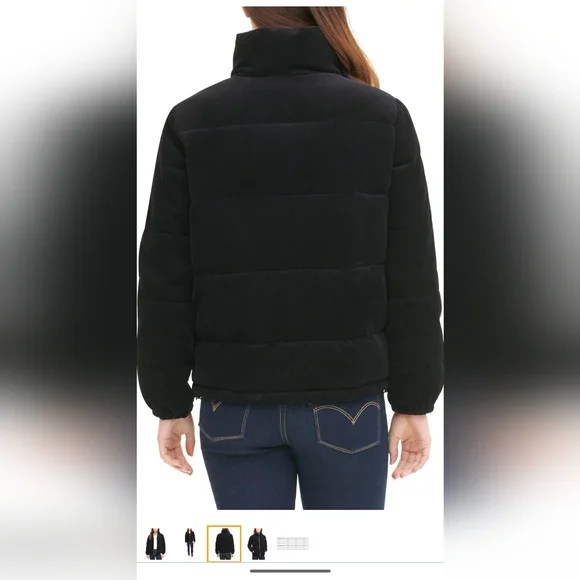 Beautiful Levi's Black corduroy bubble puffer. NWT XL. In perfect condition - Picture 5 of 14